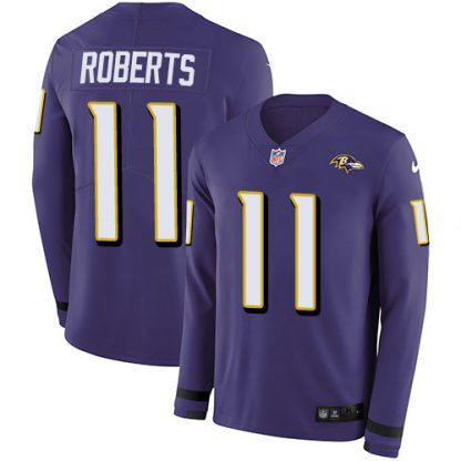 Nike Baltimore Ravens #11 Seth Roberts Purple Team Color Youth Stitched NFL Limited Therma Long Sleeve Jersey