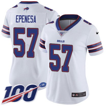 Nike Buffalo Bills #57 A.J. Epenesas White Women's Stitched NFL 100th Season Vapor Untouchable Limited Jersey