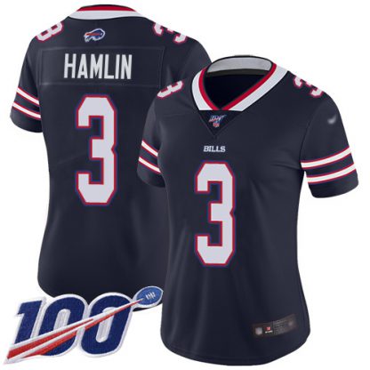 Nike Buffalo Bills #3 Damar Hamlin Navy Women's Stitched NFL Limited Inverted Legend 100th Season Jersey