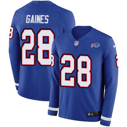 Nike Buffalo Bills #28 E.J. Gaines Royal Blue Team Color Youth Stitched NFL Limited Therma Long Sleeve Jersey