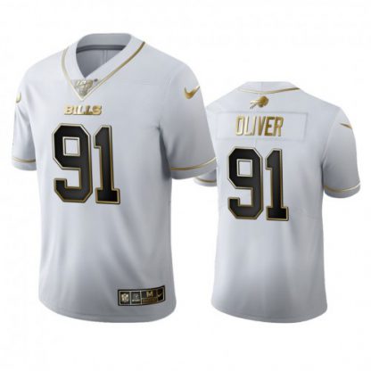 Buffalo Buffalo Bills #91 Ed Oliver Men's Nike White Golden Edition Vapor Limited NFL 100 Jersey