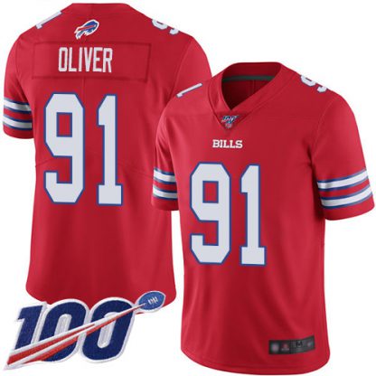 Nike Buffalo Bills #91 Ed Oliver Red Men's Stitched NFL Limited Rush 100th Season Jersey