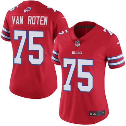 Nike Buffalo Bills #75 Greg Van Roten Red Women's Stitched NFL Limited Rush Jersey