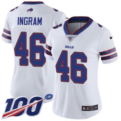 Nike Buffalo Bills #46 Ja'Marcus Ingram White Women's Stitched NFL 100th Season Vapor Untouchable Limited Jersey