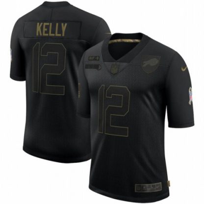 Buffalo Buffalo Bills #12 Jim Kelly Nike 2020 Salute To Service Retired Limited Jersey Black