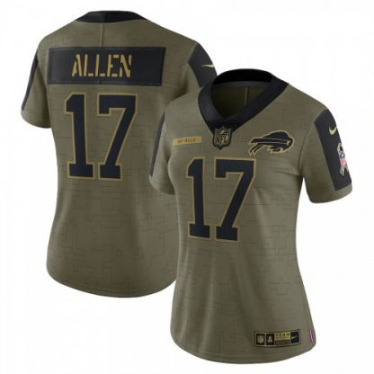 Buffalo Buffalo Bills #17 Josh Allen Olive Nike Women's 2021 Salute To Service Limited Player Jersey