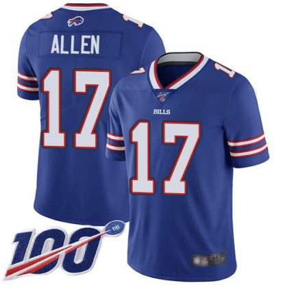 Nike Buffalo Bills #17 Josh Allen Royal Blue Team Color Youth Stitched NFL 100th Season Vapor Limited Jersey