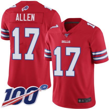 Nike Buffalo Bills #17 Josh Allen Red Men's Stitched NFL Limited Rush 100th Season Jersey