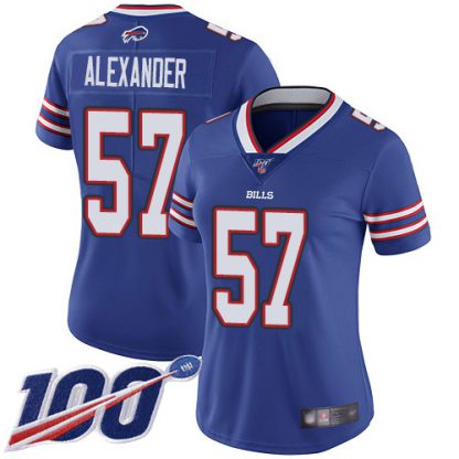 Nike Buffalo Bills #57 Lorenzo Alexander Royal Blue Team Color Women's Stitched NFL 100th Season Vapor Limited Jersey