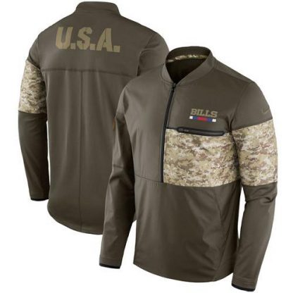 Men's Buffalo Buffalo Bills Nike Olive Salute to Service Sideline Hybrid Half-Zip Pullover Jacket