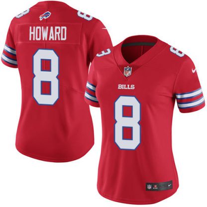 Nike Buffalo Bills #8 O. J. Howard Red Women's Stitched NFL Limited Rush Jersey