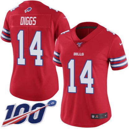 Nike Buffalo Bills #14 Stefon Diggs Red Women's Stitched NFL Limited Rush 100th Season Jersey