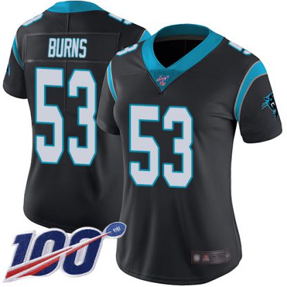 Nike Carolina Panthers #53 Brian Burns Black Team Color Women's Stitched NFL 100th Season Vapor Limited Jersey