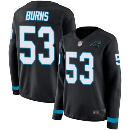 Nike Carolina Panthers #53 Brian Burns Black Team Color Women's Stitched NFL Limited Therma Long Sleeve Jersey