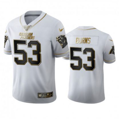 Carolina Carolina Panthers #53 Brian Burns Men's Nike White Golden Edition Vapor Limited NFL 100 Jersey