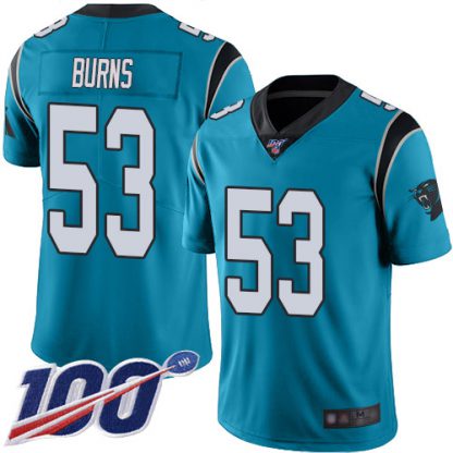 Nike Carolina Panthers #53 Brian Burns Blue Alternate Men's Stitched NFL 100th Season Vapor Limited Jersey