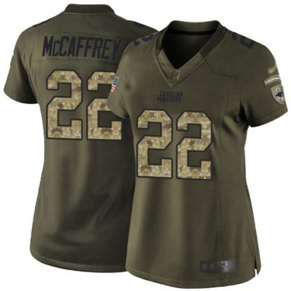 Nike Carolina Panthers #22 Christian McCaffrey Green Women's Stitched NFL Limited 2015 Salute to Service Jersey
