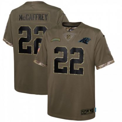 Carolina Carolina Panthers #22 Christian McCaffrey Nike Youth 2022 Salute To Service Limited Jersey - Olive