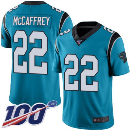 Nike Carolina Panthers #22 Christian McCaffrey Blue Alternate Men's Stitched NFL 100th Season Vapor Limited Jersey