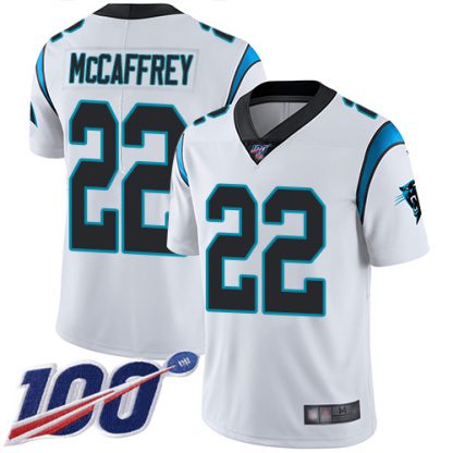 Nike Carolina Panthers #22 Christian McCaffrey White Men's Stitched NFL 100th Season Vapor Limited Jersey