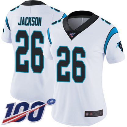 Nike Carolina Panthers #26 Donte Jackson White Women's Stitched NFL 100th Season Vapor Limited Jersey
