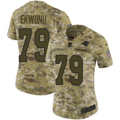 Nike Carolina Panthers #79 Ikem Ekwonu Camo Women's Stitched NFL Limited 2018 Salute To Service Jersey