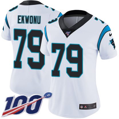 Nike Carolina Panthers #79 Ikem Ekwonu White Women's Stitched NFL 100th Season Vapor Untouchable Limited Jersey