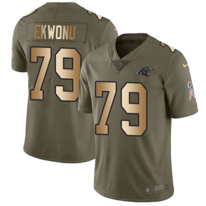 Nike Carolina Panthers #79 Ikem Ekwonu Olive/Gold Men's Stitched NFL Limited 2017 Salute To Service Jersey