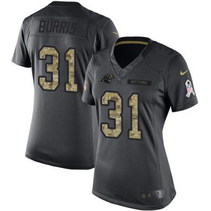Nike Carolina Panthers #31 Juston Burris Black Women's Stitched NFL Limited 2016 Salute to Service Jersey