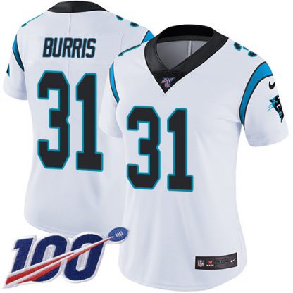 Nike Carolina Panthers #31 Juston Burris White Women's Stitched NFL 100th Season Vapor Untouchable Limited Jersey