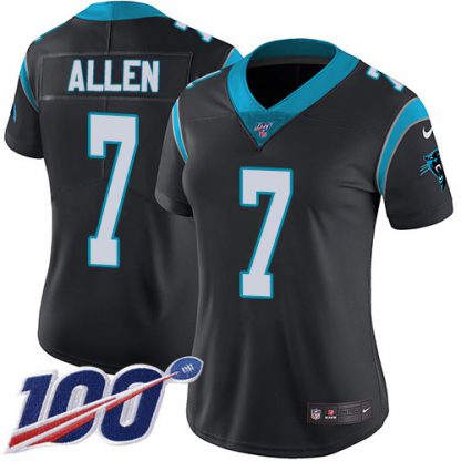 Nike Carolina Panthers #7 Kyle Allen Black Team Color Women's Stitched NFL 100th Season Vapor Limited Jersey