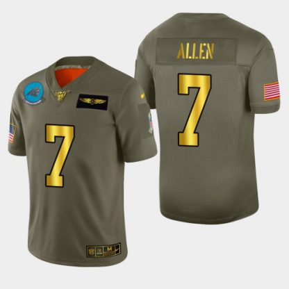 Carolina Carolina Panthers #7 Kyle Allen Men's Nike Olive Gold 2019 Salute to Service Limited NFL 100 Jersey