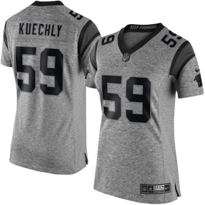 Nike Carolina Panthers #59 Luke Kuechly Gray Women's Stitched NFL Limited Gridiron Gray Jersey