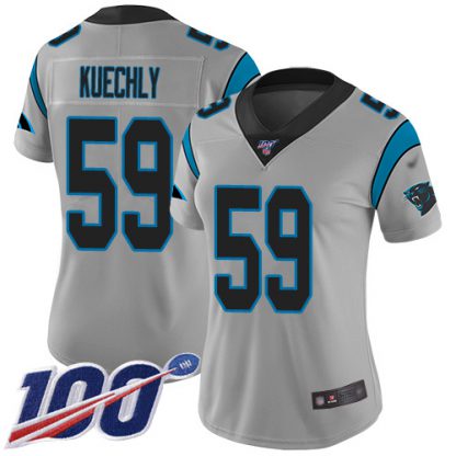Nike Carolina Panthers #59 Luke Kuechly Silver Women's Stitched NFL Limited Inverted Legend 100th Season Jersey
