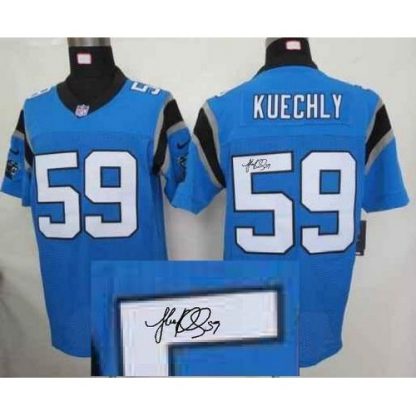 Nike Carolina Panthers #59 Luke Kuechly Blue Alternate Men's Stitched NFL Elite Autographed Jersey