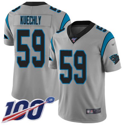 Nike Carolina Panthers #59 Luke Kuechly Silver Men's Stitched NFL Limited Inverted Legend 100th Season Jersey