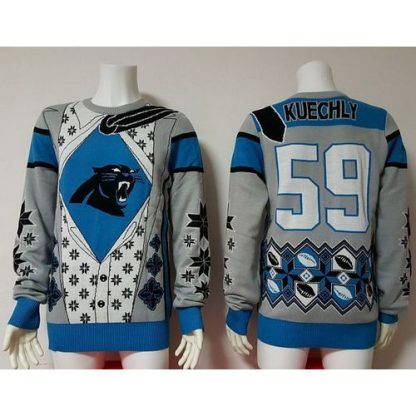 Nike Carolina Panthers #59 Luke Kuechly Blue/Grey Men's Ugly Sweater