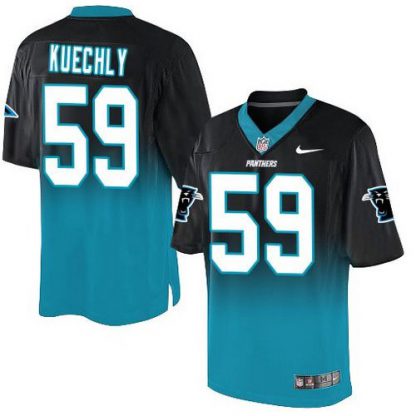 Nike Carolina Panthers #59 Luke Kuechly Black/Blue Men's Stitched NFL Elite Fadeaway Fashion Jersey