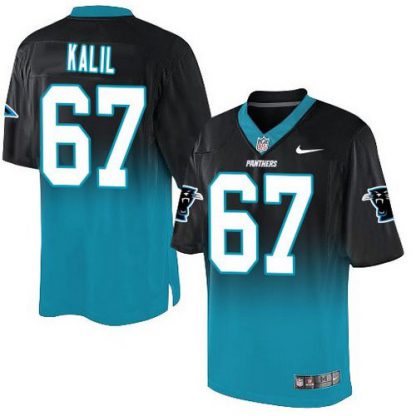 Nike Carolina Panthers #67 Ryan Kalil Black/Blue Men's Stitched NFL Elite Fadeaway Fashion Jersey