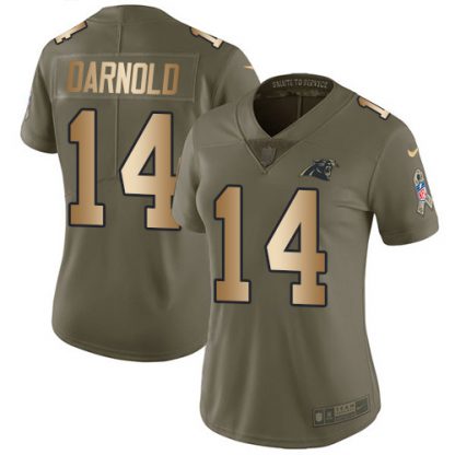 Nike Carolina Panthers #14 Sam Darnold Olive/Gold Women's Stitched NFL Limited 2017 Salute To Service Jersey