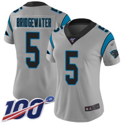 Nike Carolina Panthers #5 Teddy Bridgewater Silver Women's Stitched NFL Limited Inverted Legend 100th Season Jersey