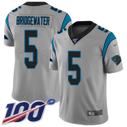 Nike Carolina Panthers #5 Teddy Bridgewater Silver Men's Stitched NFL Limited Inverted Legend 100th Season Jersey