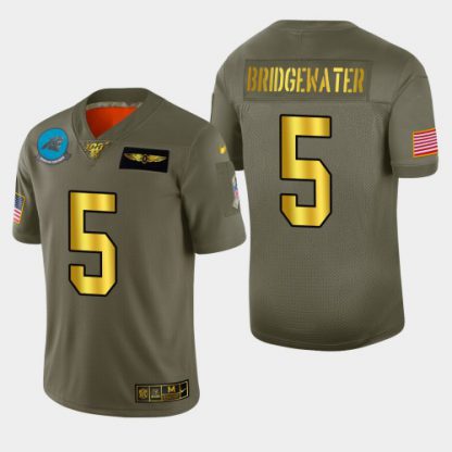 Carolina Carolina Panthers #5 Teddy Bridgewater Men's Nike Olive Gold 2019 Salute to Service Limited NFL 100 Jersey