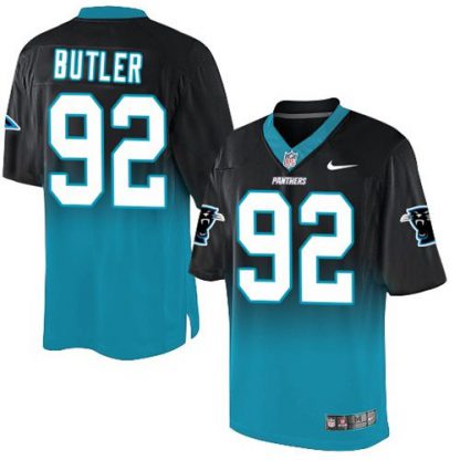 Nike Carolina Panthers #92 Vernon Butler Black/Blue Men's Stitched NFL Elite Fadeaway Fashion Jersey