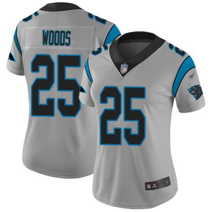 Nike Carolina Panthers #25 Xavier Woods Silver Women's Stitched NFL Limited Inverted Legend Jersey