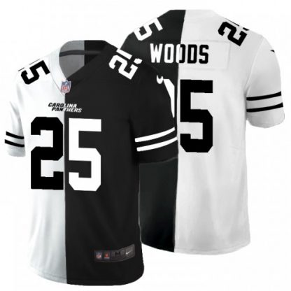 Carolina Carolina Panthers #25 Xavier Woods Men's Black V White Peace Split Nike Vapor Untouchable Limited NFL Jersey