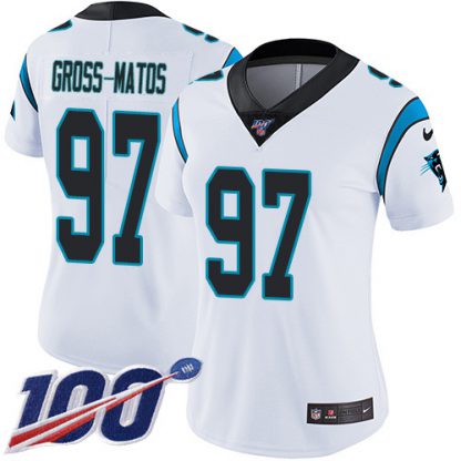 Nike Carolina Panthers #97 Yetur Gross-Matos White Women's Stitched NFL 100th Season Vapor Untouchable Limited Jersey