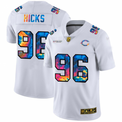 Chicago Chicago Bears #96 Akiem Hicks Men's White Nike Multi-Color 2020 NFL Crucial Catch Limited NFL Jersey