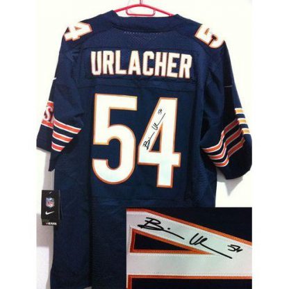 Nike Chicago Bears #54 Brian Urlacher Navy Blue Team Color Men's Stitched NFL Elite Autographed Jersey