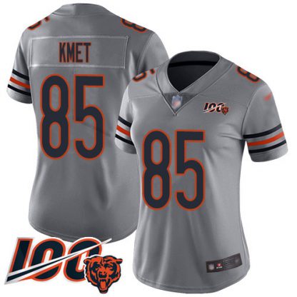 Nike Chicago Bears #85 Cole Kmet Silver Women's Stitched NFL Limited Inverted Legend 100th Season Jersey